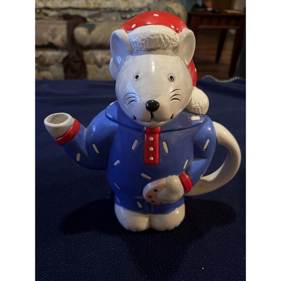 VGT COCO DOWLEY CHRISTMAS MOUSE COOKIE SANTA HAT Teapot - Picture 1 of 2